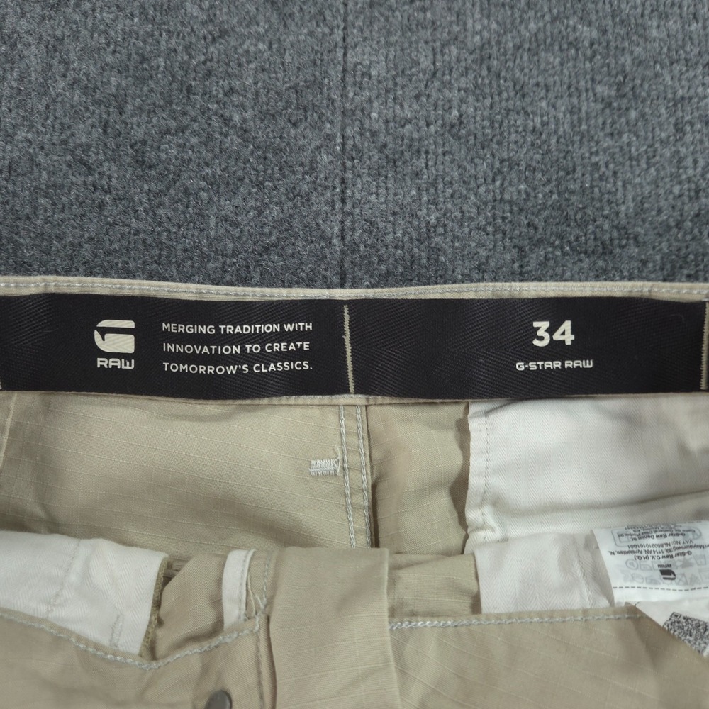 G Star Raw Bam Cargo Shorts Mens 34 Beige Utility Tactical Military Ripstop - Picture 2 of 13